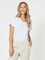 Cotton V - Neck - Shirt - White