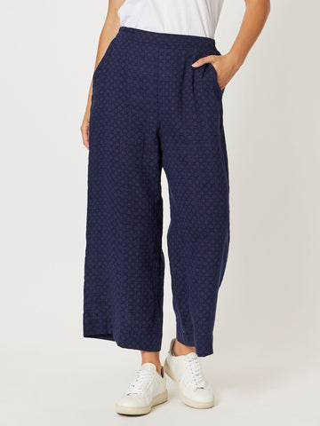 Circulate Jacquard Pull On Wide Leg Pant - Navy