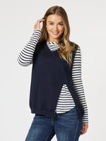 Vicky Side Split Knit Vest - Navy