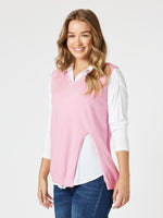 Vicky Side Split Knit Vest - Pink