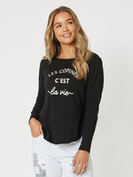 Les Copines Long Sleeve Top - Black