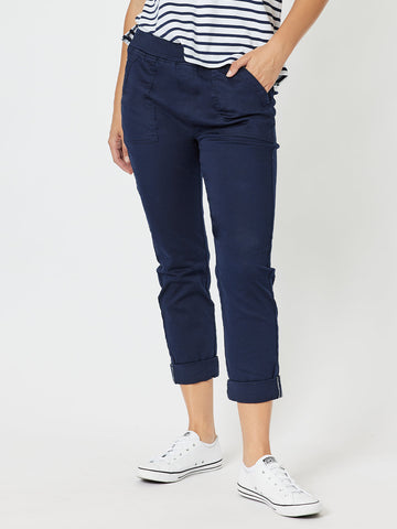 Bella Cotton Pant - Navy