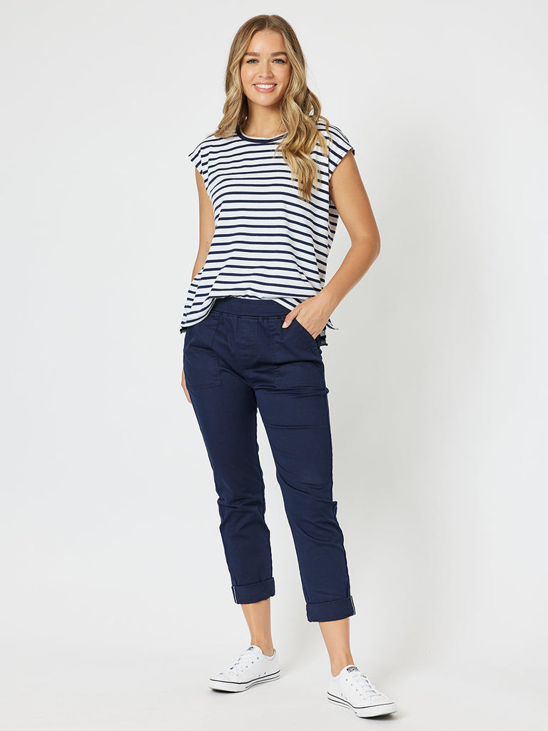 Bella Cotton Pant - Navy