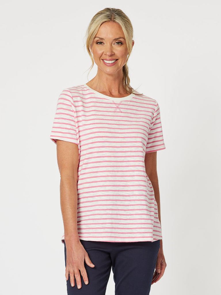 Classic Stripe T-shirt - Coral
