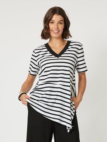 Stripe Spliced Tee - Black/White