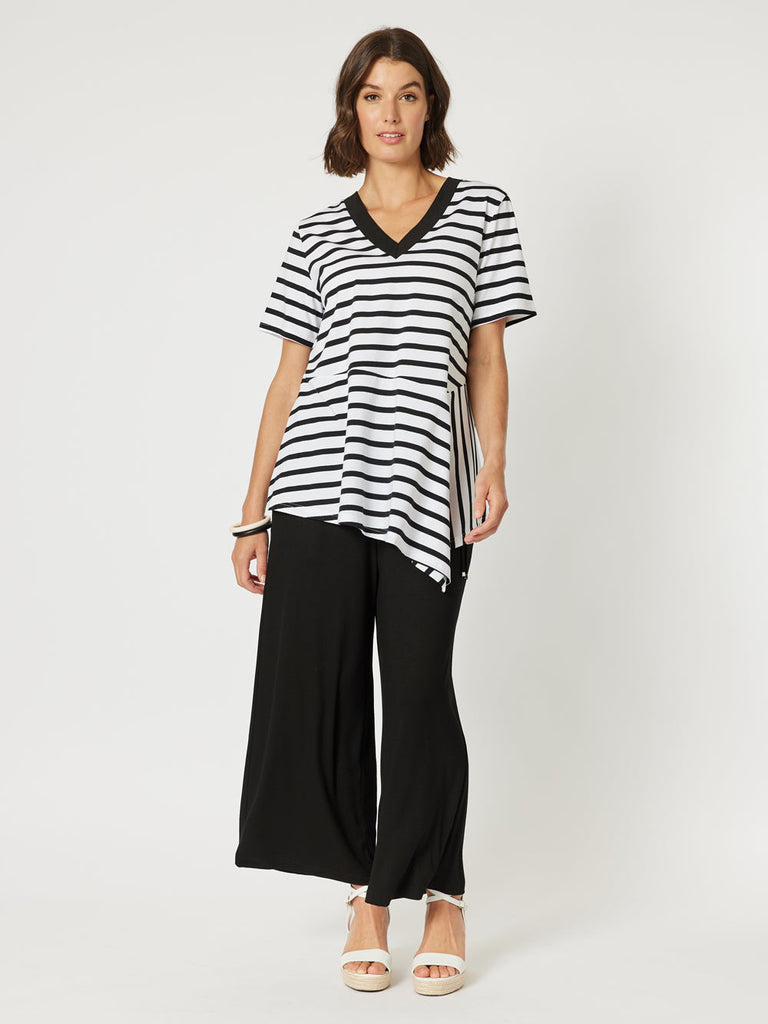 Stripe Spliced Tee - Black/White