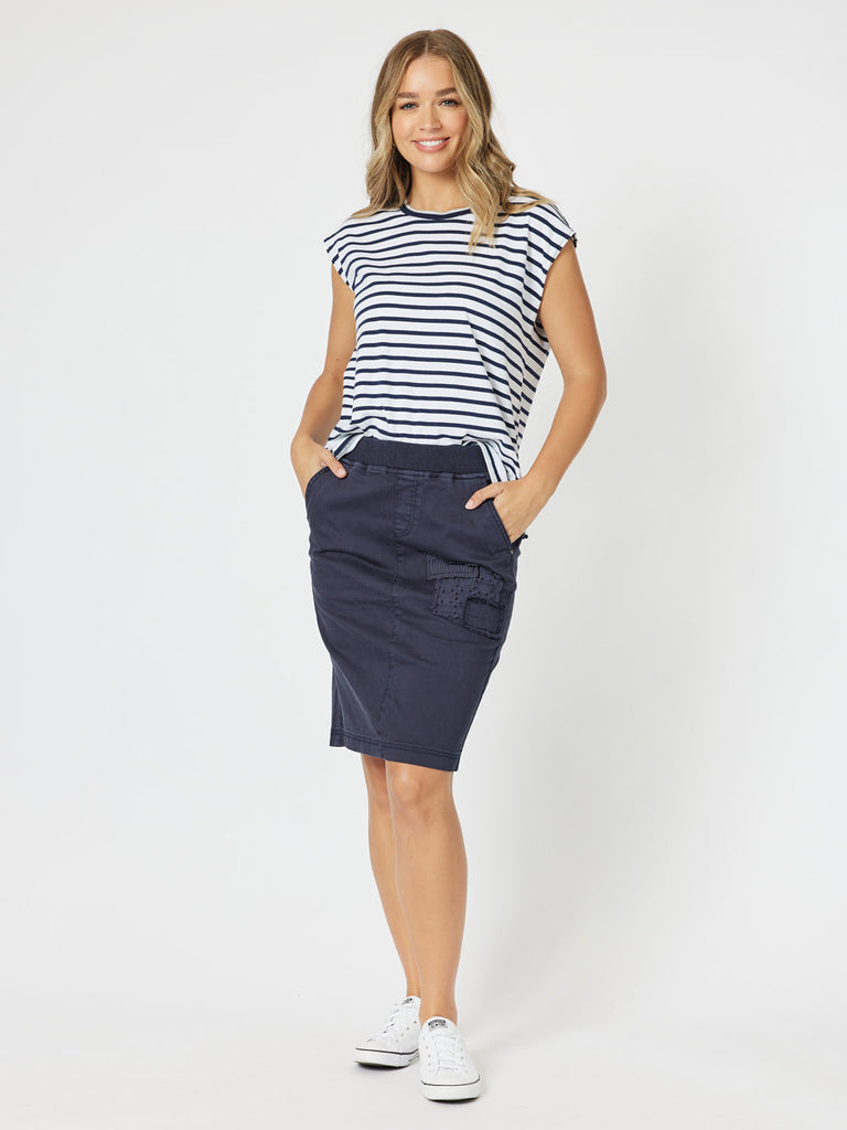 Portia Denim Skirt - Navy