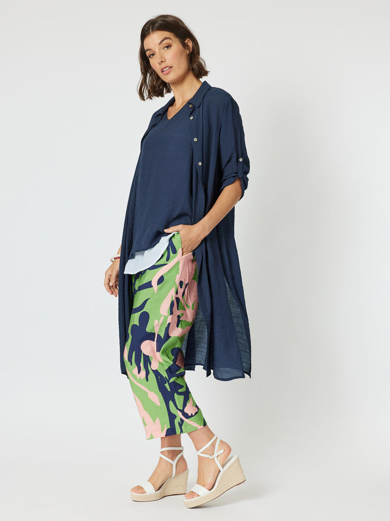 Long Duster Shirt - Navy