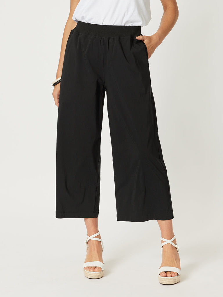 Ribbed Waist Stretch Pant - Black