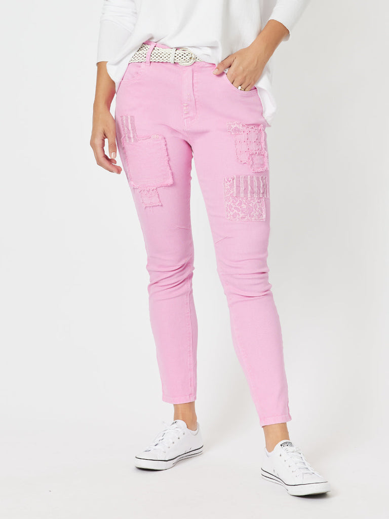 Taylor Patch High Rise Skinny Leg Jeans - Flamingo