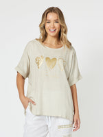 Hearts Tee - Stone