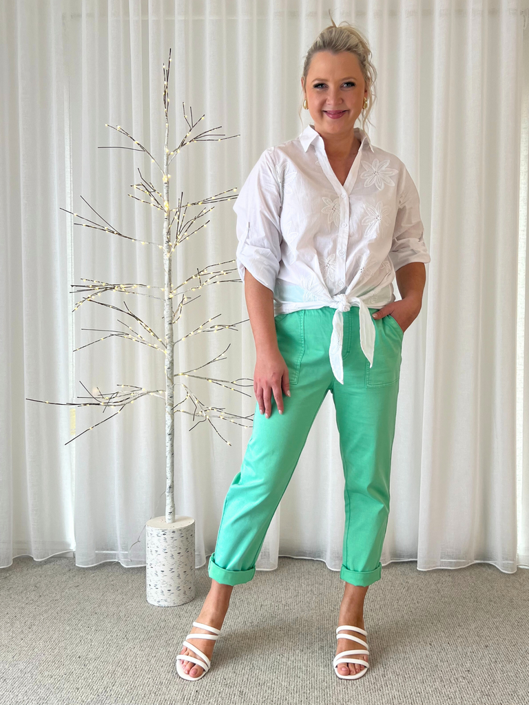 Isabella Cotton Pant - Green