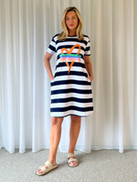 Heart Stripe Dress - Orange