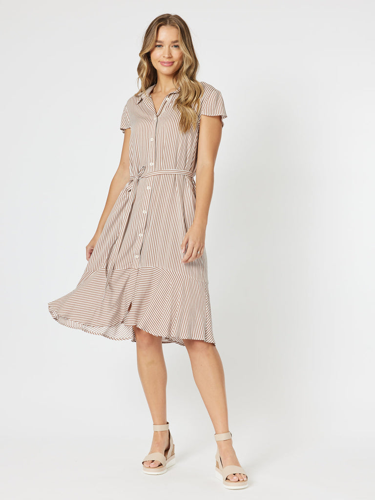 Mio Stripe Dress - Natural