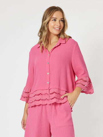 Libby Byron Cotton Shirt - Hot Pink