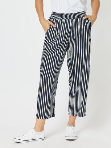 Stripe Wide Leg Pant - Navy