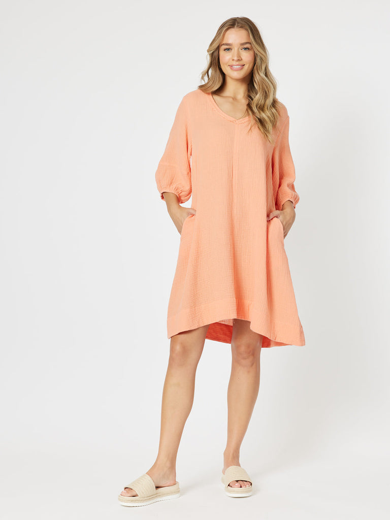 Byron Cotton Dress - Papaya