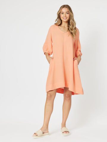 Byron Cotton Dress - Papaya