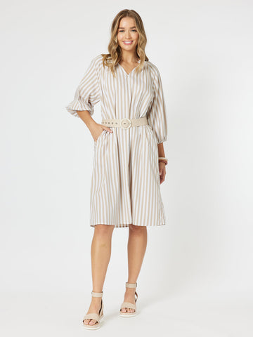 Amore Stripe Dress - Stone