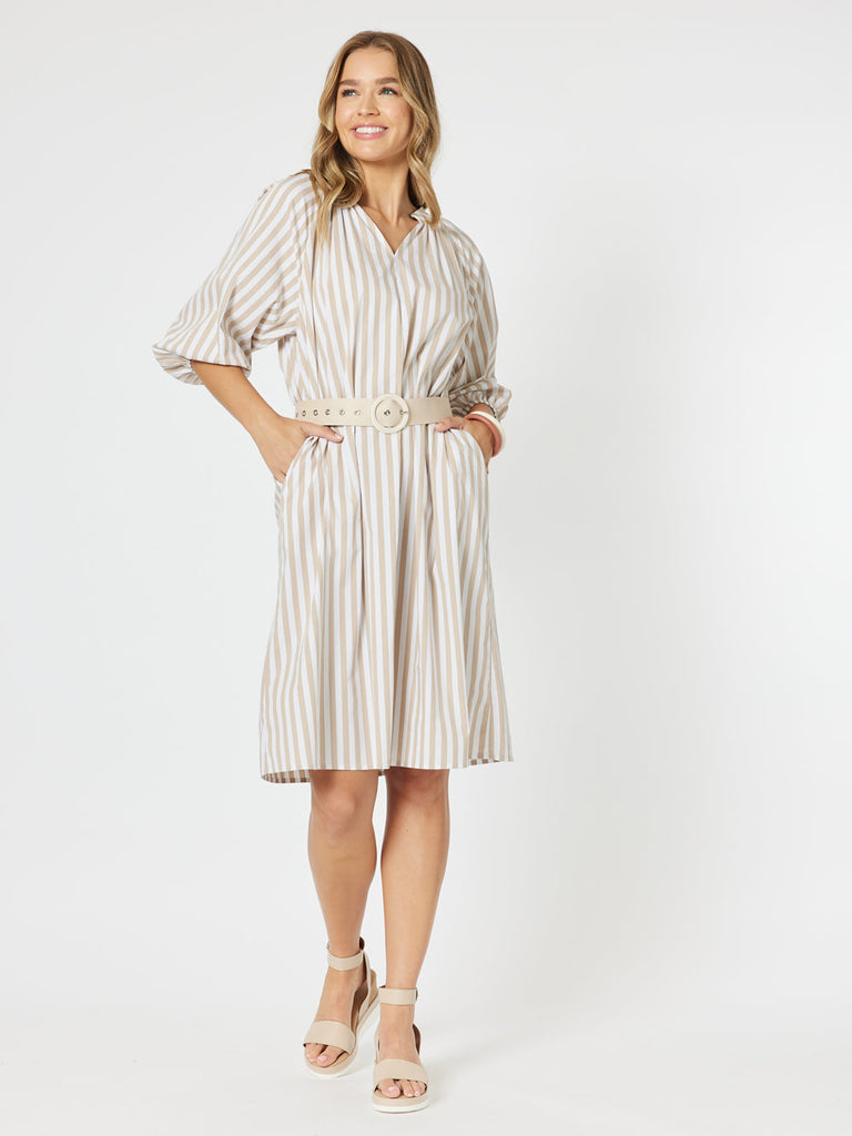 Amore Stripe Dress - Stone