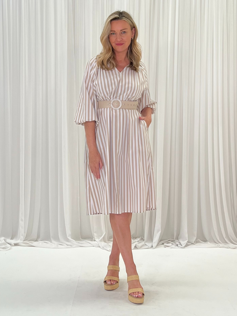 Amore Stripe Dress - Stone