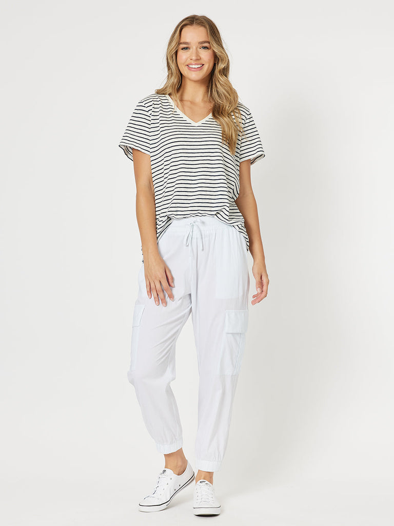 Scout Cotton Stripe T-shirt - Marine/White