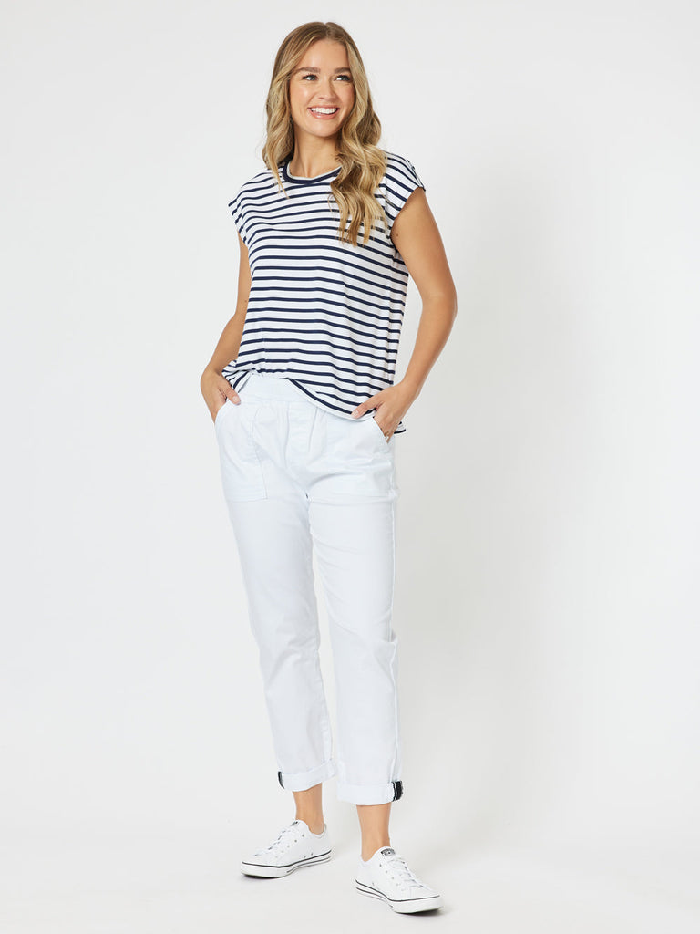 Portia Stripe Tee - Navy/White