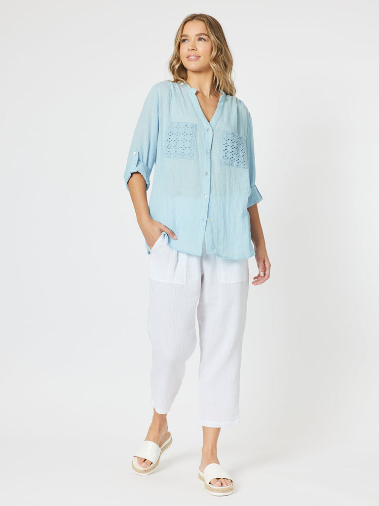 Lace Pocket Shirt - Blue