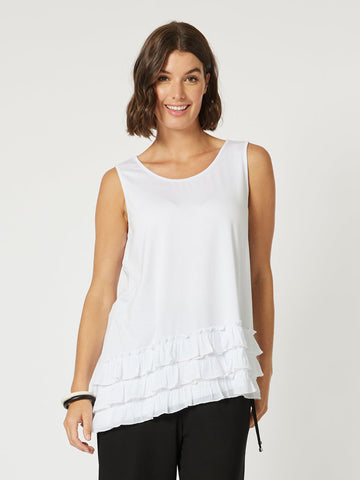 Frilled Hem Cami - White