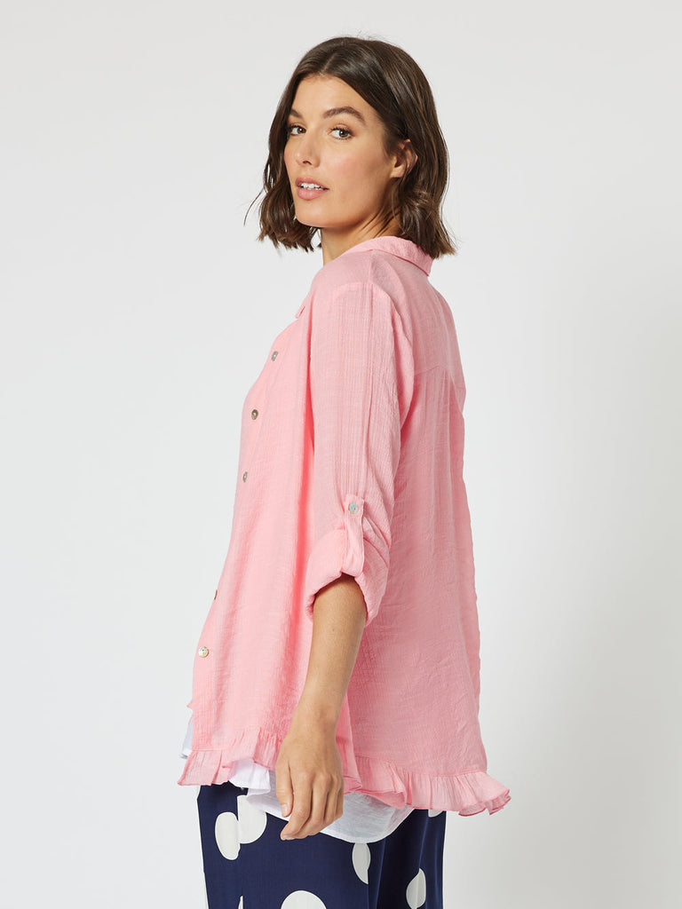 Portofino Ruffle Shirt - Coral