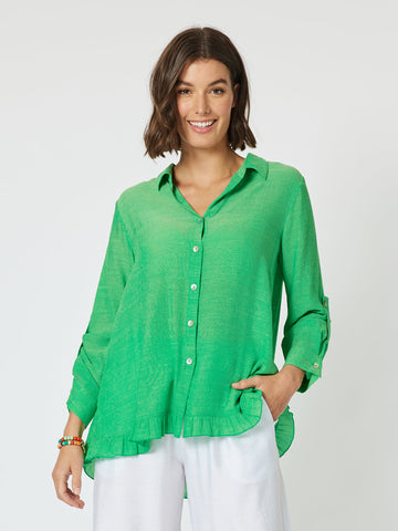 Portofino Ruffle Shirt - Green