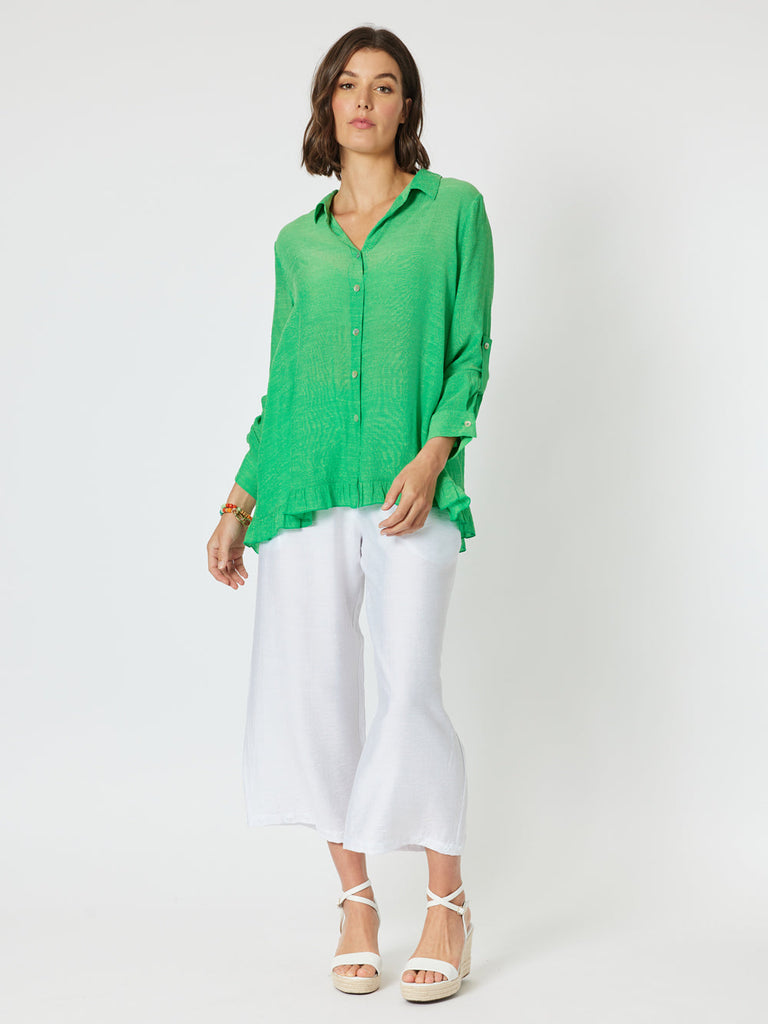 Portofino Ruffle Shirt - Green