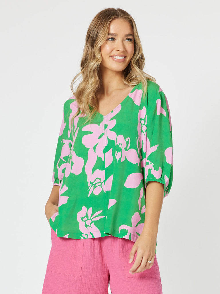 Spring V Neck Tunic - Emerald