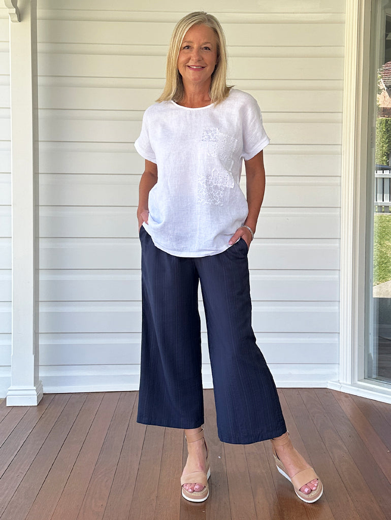 Villa Wide Leg Pant - Navy