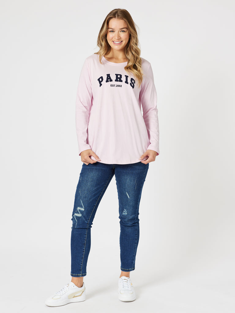 Paris Long Sleeve Tee - Pink