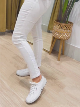 Zara Stretch Cropped Pull On Pant - White