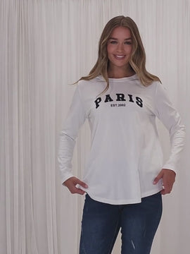 Paris Long Sleeve Tee - White