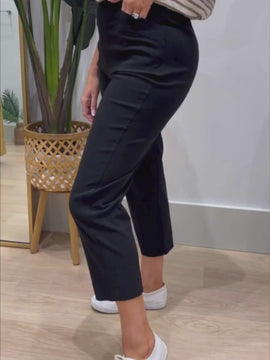 Zara Stretch Cropped Pull On Pant - Black