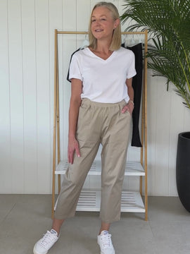 Santorini Cotton Capri Pant - Natural