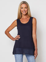 Reversible Georgette Hem Tank - Navy