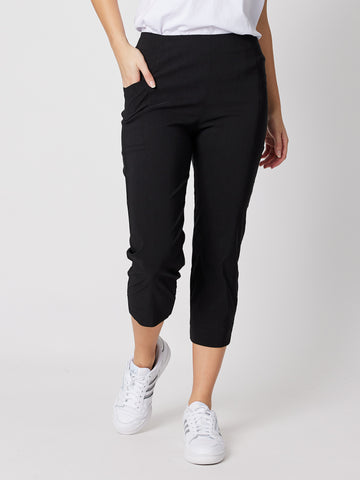 Zara Stretch Cropped Pull On Pant - Black