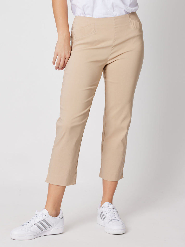 Stretch Bengaline Cropped Pull On Pant - Natural